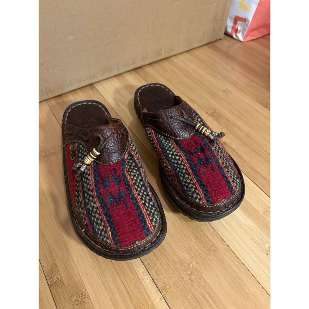 Born Santa Fe Wool Slip-On Mule Clogs Southwestern Print Women's Size 8